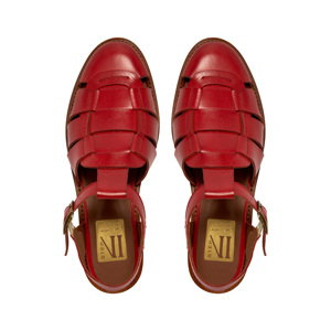 Carl Scarpa Emelot Red Leather Flat Sandals